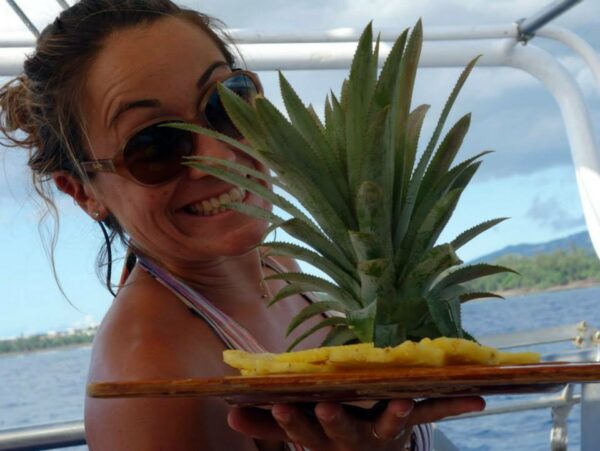 Mélanie, capitaine du catamaran Lady la fée